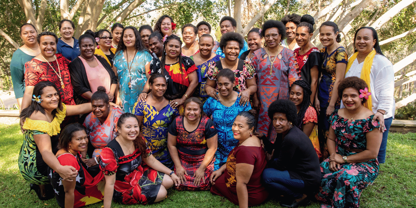 Group of women from the Pacific Islands who have been recipients of Australia Awards scholarships.
