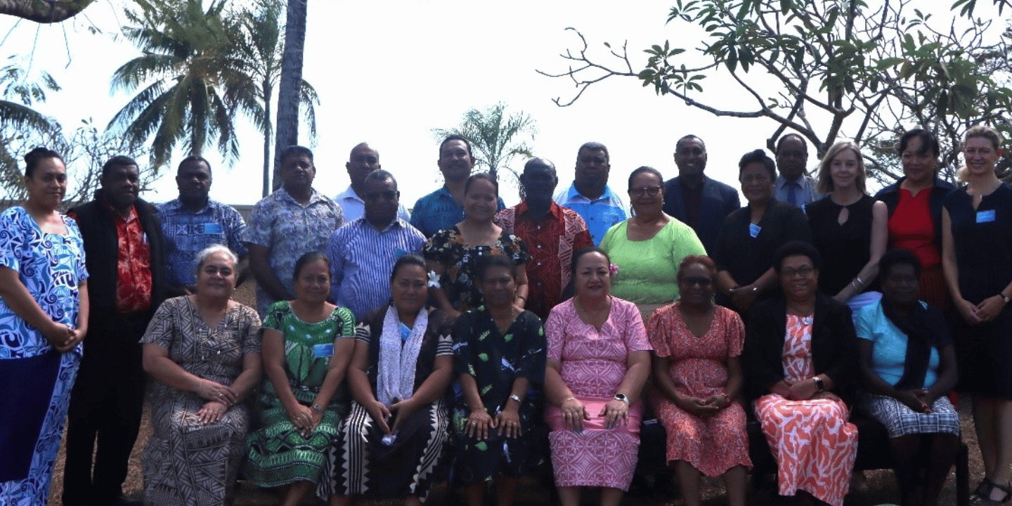 Participants pose for a picture at the Pacific Regional Teacher Standards workshop in Fiji.